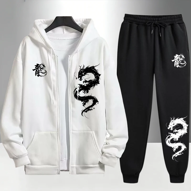 Mens Fashion Urban - Erkekler için Çin Ejderha Baskılı Eşofman