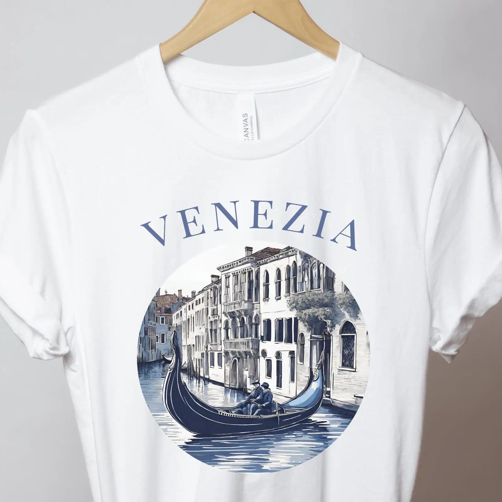 Men'S Fashion Venice Italy - Venedik Tişörtü Mavi Gondola Venezia İtalya