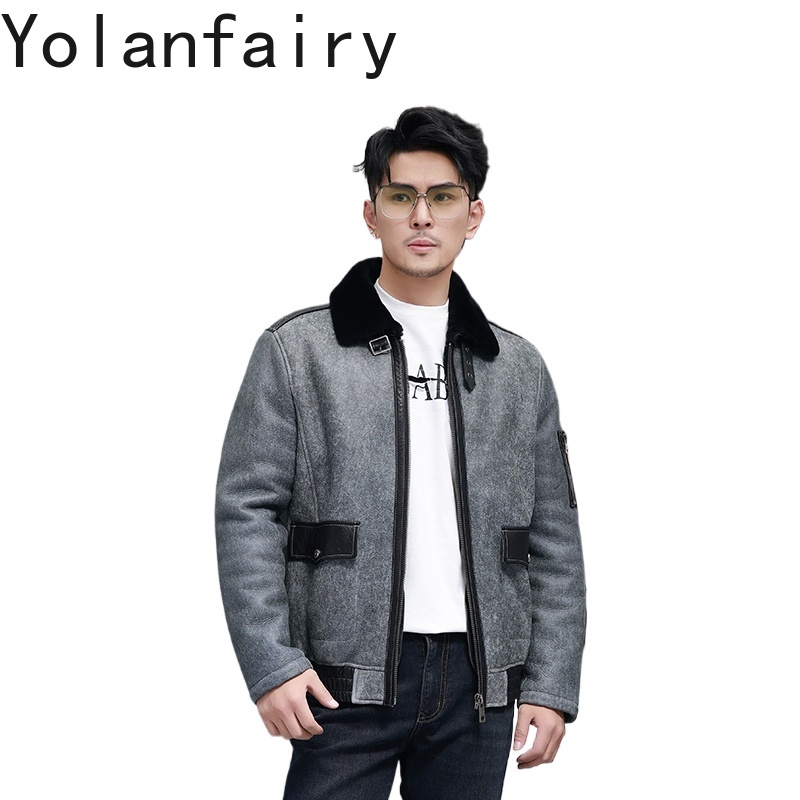 Mens Fashion Winter 2025 - YOLANFAIRY Kısa Doğal Kürk Adam Moda