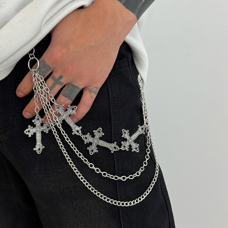 Jeans Pants Fashion Men - Moda Punk Metal Pantolon Zinciri Hip