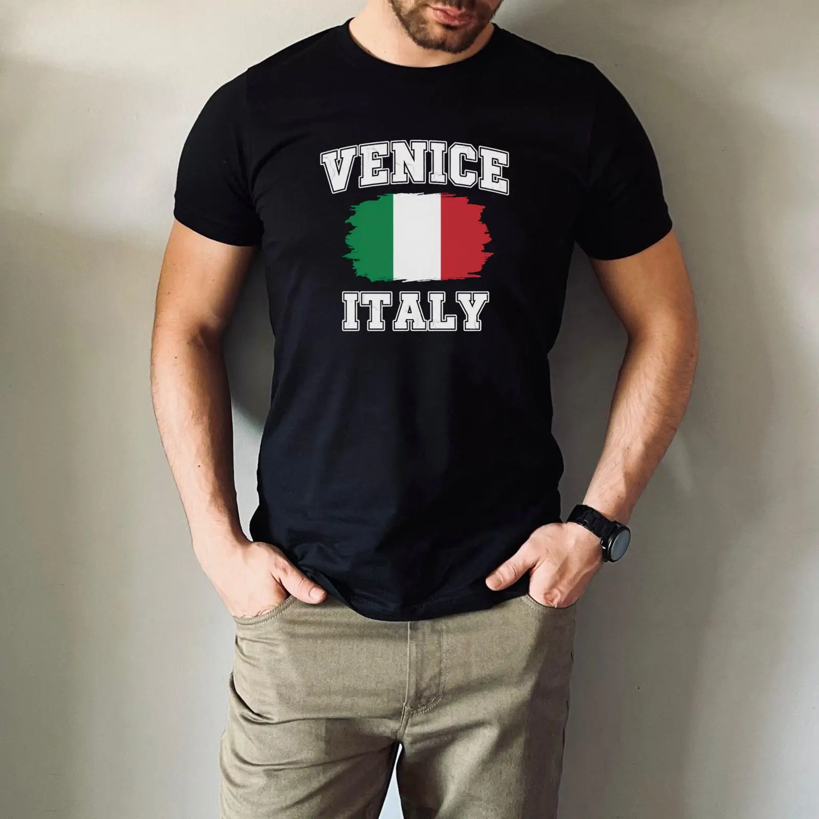 Men'S Fashion Venice Italy - Venedik İtalya Tişörtü İtalyan Bayrağı Seyahat