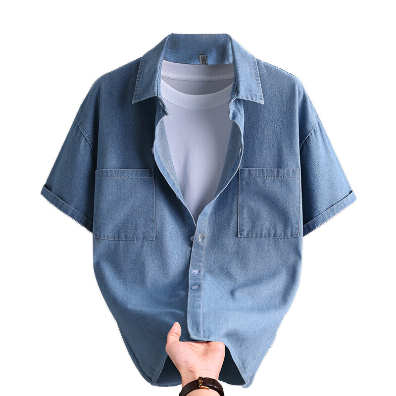 Mens Fashion Urban - Erkek Kot Gömlek Yaz Modası Düz
