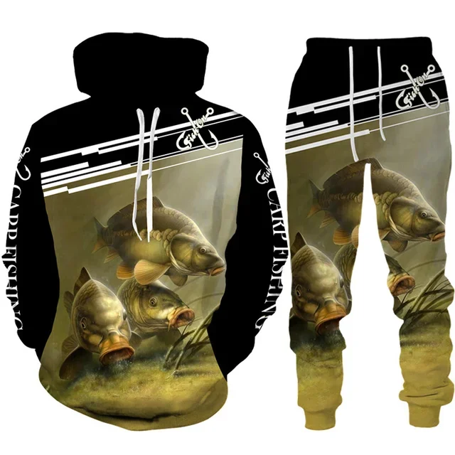 Mens Fashion Camo Pants - Yenilik 3D balık baskılı erkek kadın