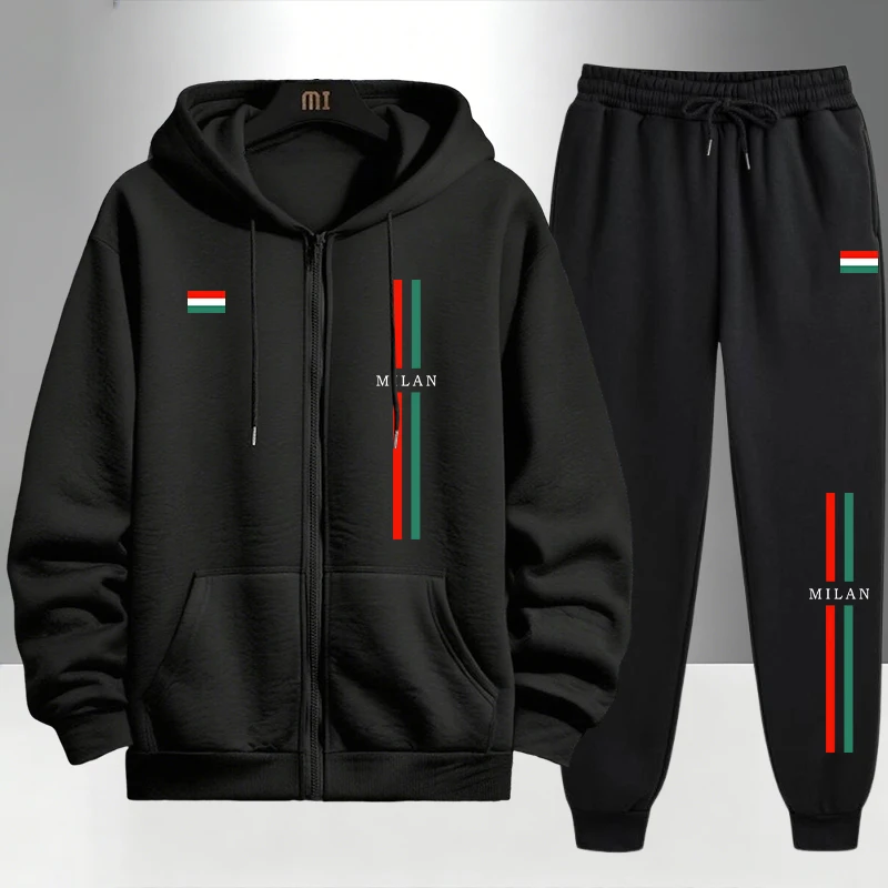 Mens Fashion Urban - 2026 İtalya Baskılı Erkek Takımı Fermuarlı