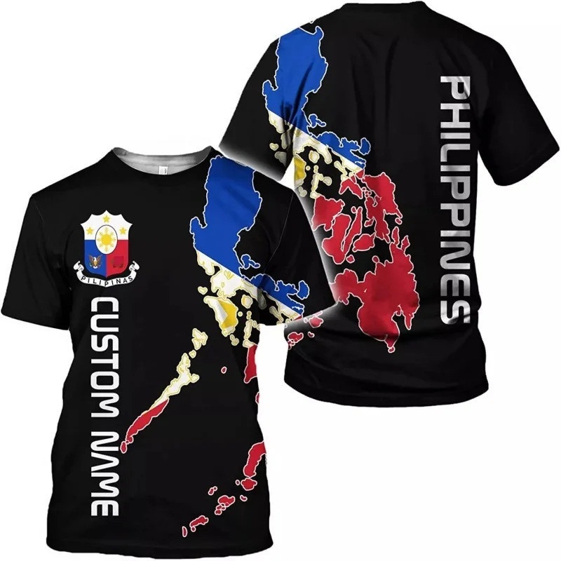 Men'S Fashion Philippines - 3D Baskılı Özel Filipinler Bayrağı T