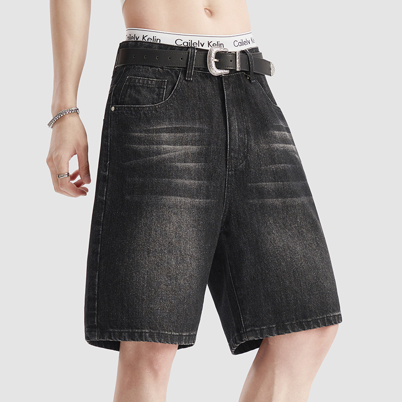 Yaz Ince Siyah Kot Şort erkek  - Jeans Pants Fashion Men incelemesi ve fiyatı